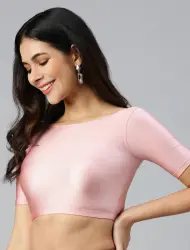 Womens Solid Coloured Stretchable Shimmer Blouse