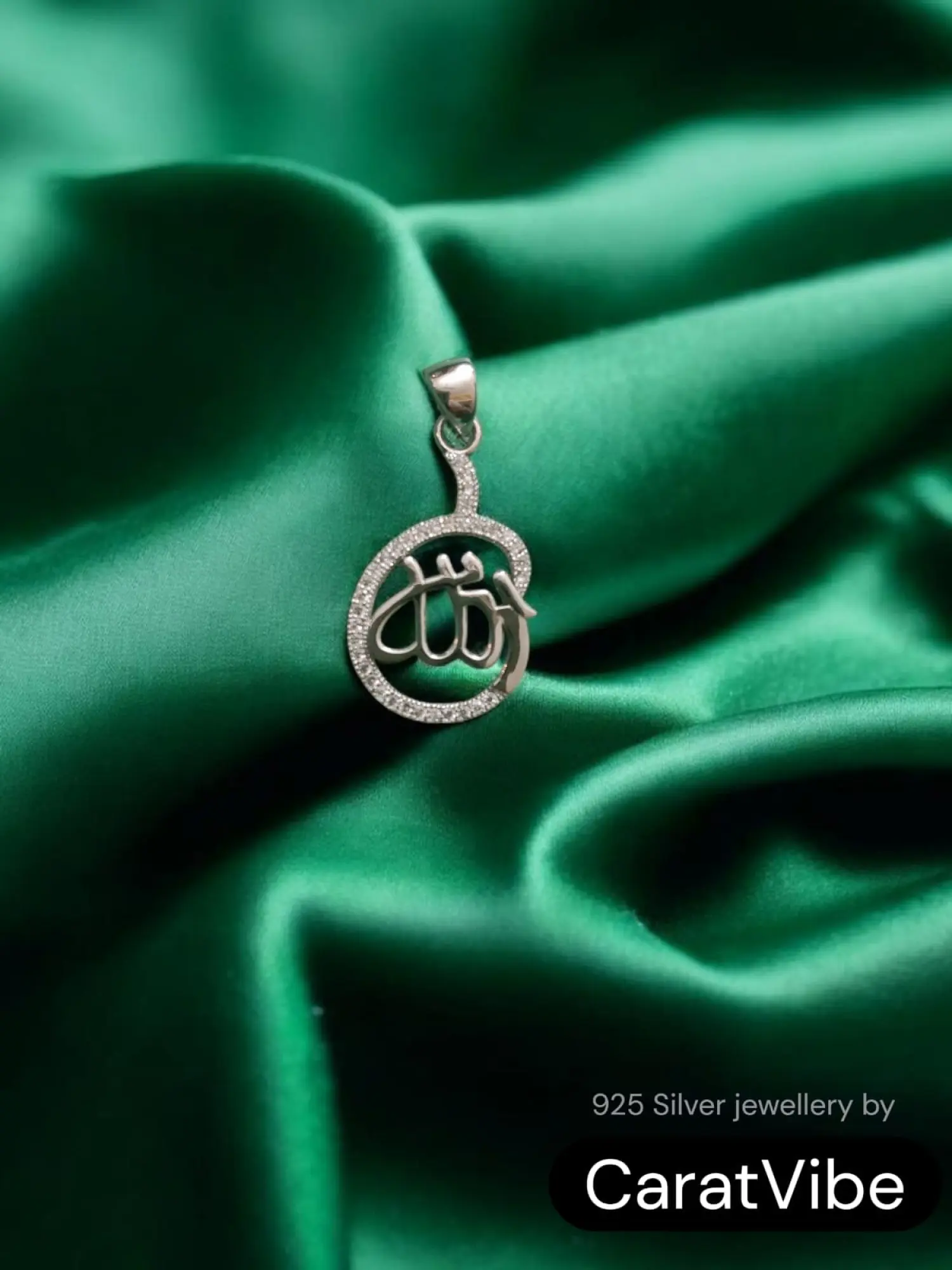 Allah calligraphy pendant 925 sterling silver.