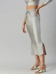 Womens Solid Coloured Stretchable Shimmer Mermaid Saree Shapewear