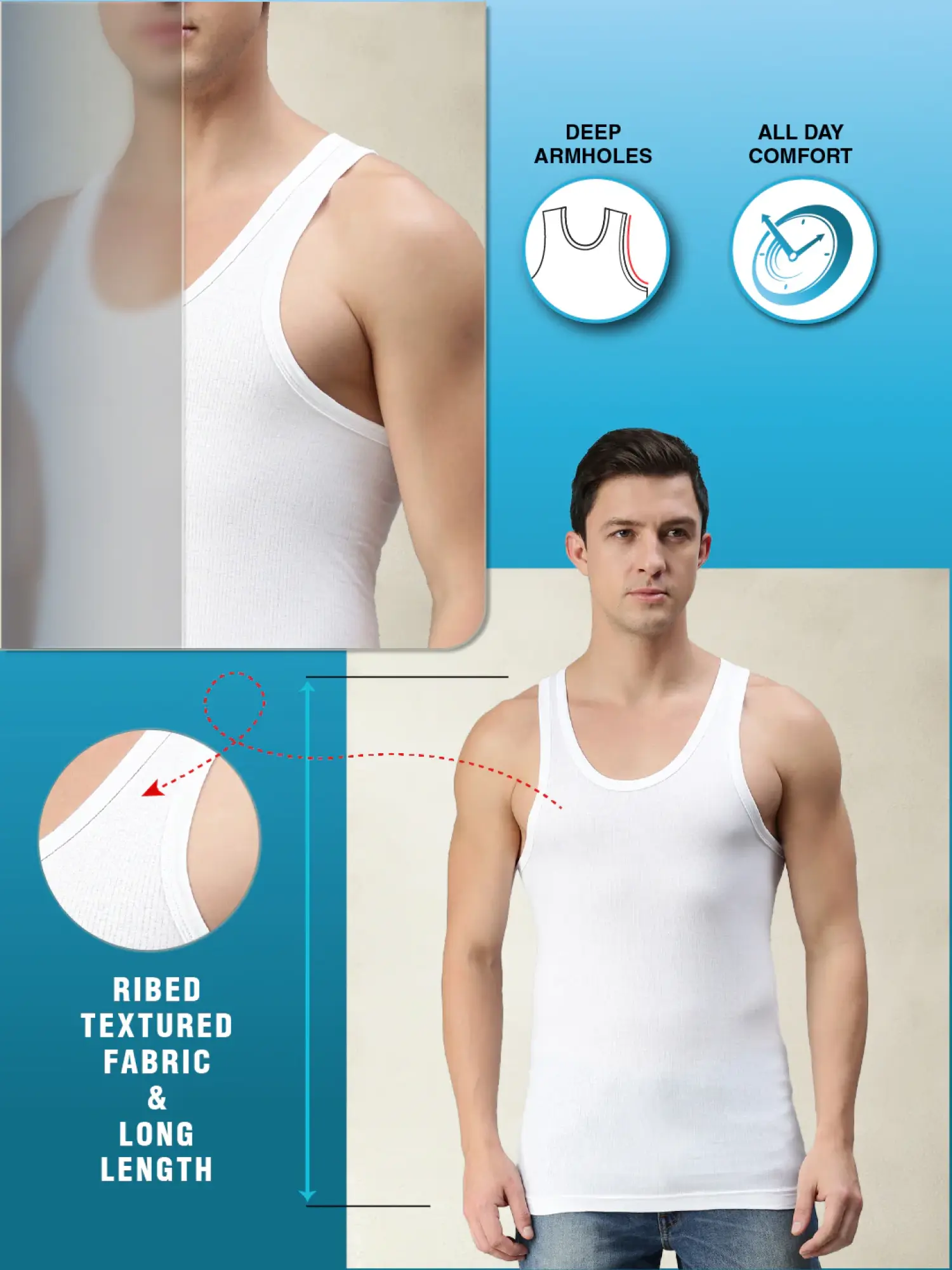 Men's Vests Combed Cotton Seamless Fit Classic Cut For Perfect Comfort | MB001